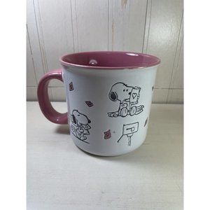 Gibson Overseas Peanuts Mug Oversized White & Pink Snoopy